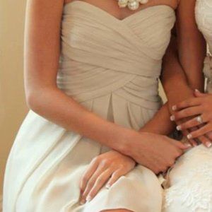 David's Bridal Beige Bridesmaid Dress